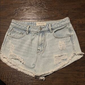PacSun Light Wash Frayed Hem Jean Shorts
